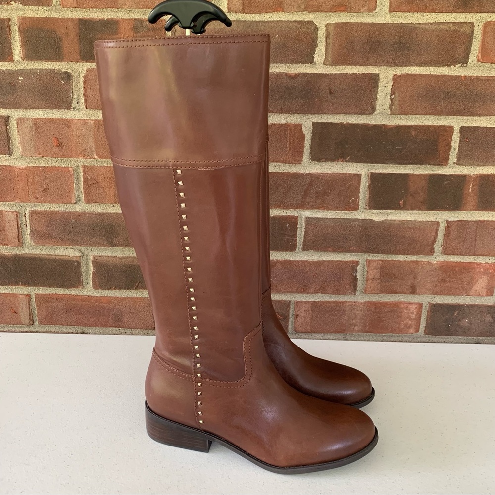 Marc Fisher Galaya Brown Leather Knee High Boots